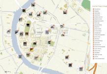 Карта Бангкока с достопримечательностями на русском, английском языке